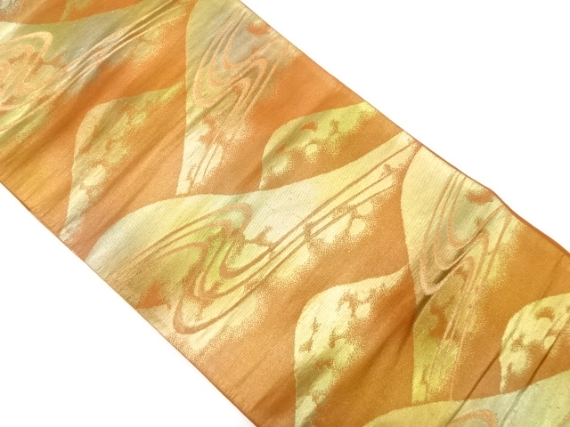 JAPANESE KIMONO / ANTIQUE FUKURO OBI / SILK / WOVEN DISTANT MOUNTAINS